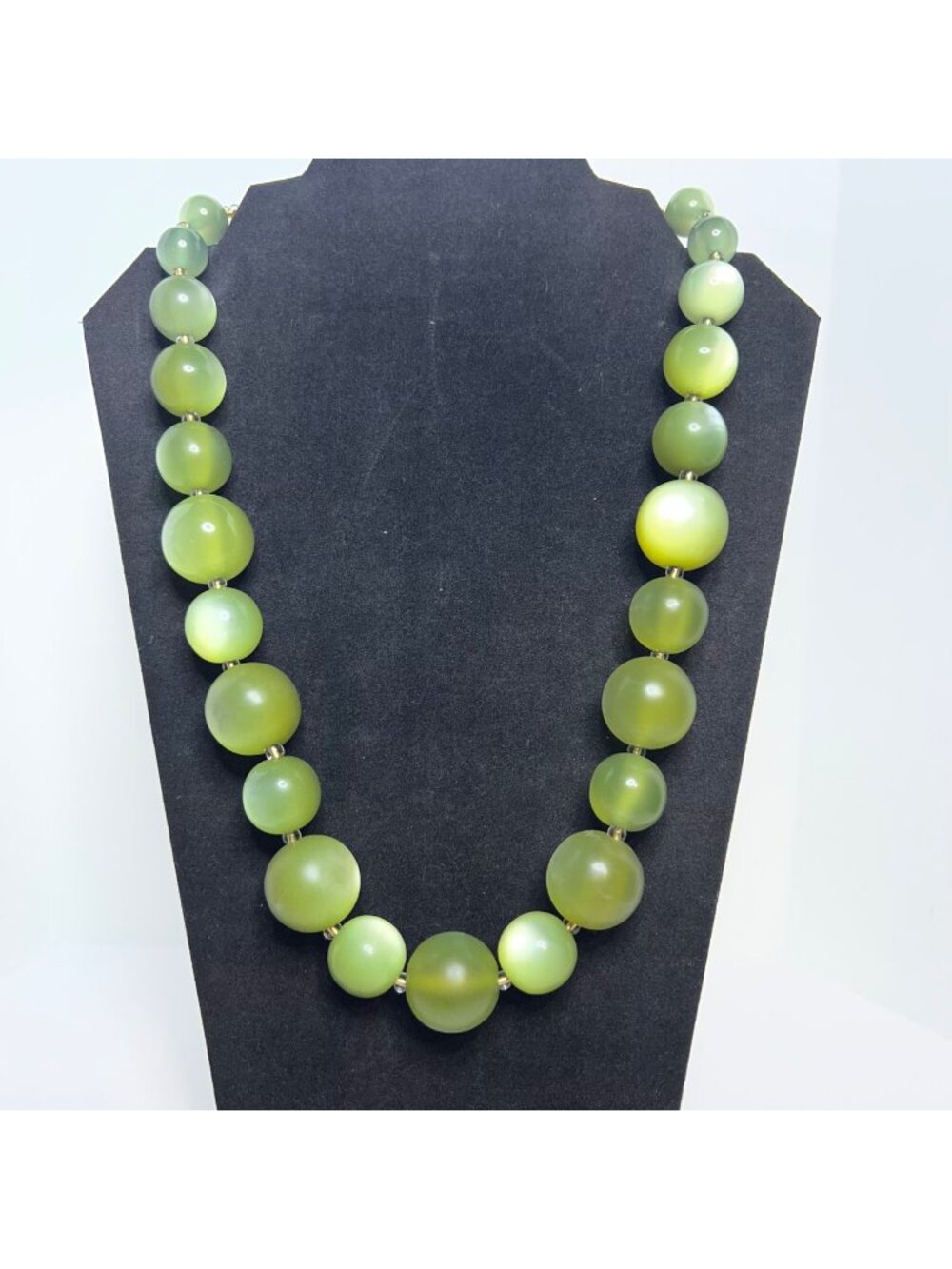Joan Rivers Jumbo Lucite Moonglow Green Beaded Necklace (6397)